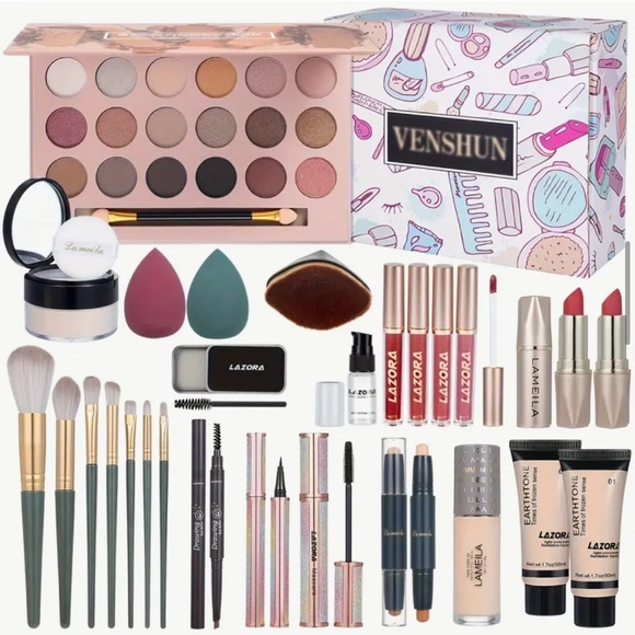 Venshun Illustrated Makeup Organizer Box with makeup kit - Picture 4 of 13